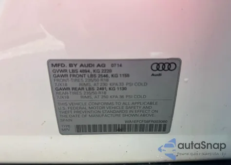 2015 Audi Q3 Premium Plus from USA, damaged, VIN WA1EFCFS8FR003080